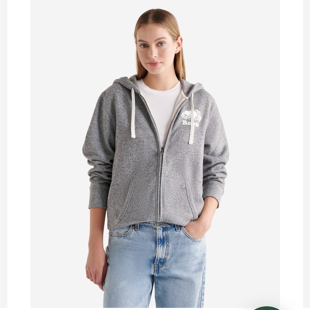 Roots Women's Heather Gray Zip-Up Hoodie Size Medium